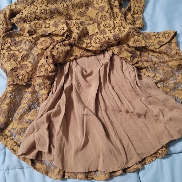 Free People 2pc Mustard Lace Tunic Dress Women's 8‎ Excellent Condition. - Picture 10 of 10